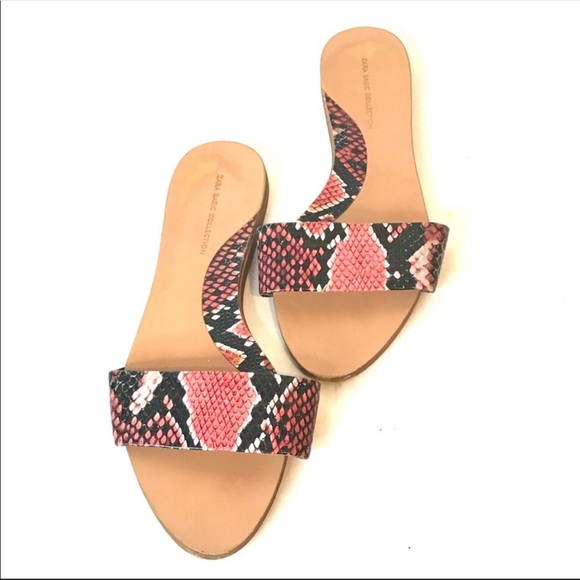 Zara Shoes - Zara Red Faux Snake Skin Slides Sandals - size 8